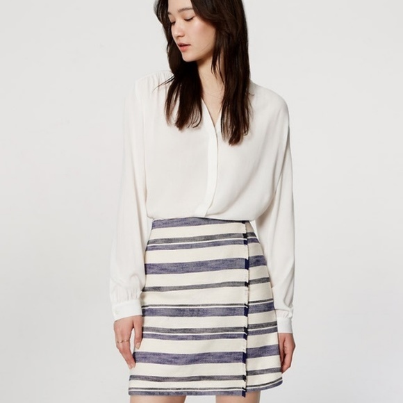LOFT Dresses & Skirts - Ann Taylor Striped Fringe Wrap Skirt